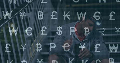 Embracing Urban Fitness with Technology and Currency Symbols