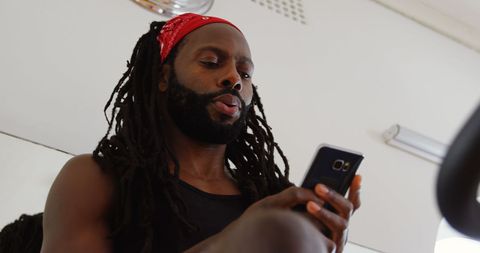 Male Boxer with Mobile Phone During Workout in Gym - Download Free Stock Images Pikwizard.com