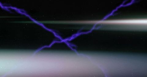 Futuristic Purple Lightning Crossing Cosmic Void