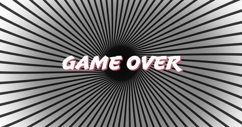 Game Over Text on Radiating Optical Illusion Background
