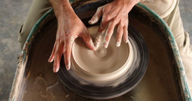 Hands Crafting Clay on Pottery Wheel - Download Free Stock Images Pikwizard.com