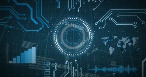 Futuristic Digital Interface with Circuit Board and Data Visualization - Download Free Stock Images Pikwizard.com