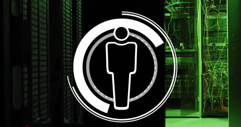 Futuristic Technology Icon in Modern Server Room