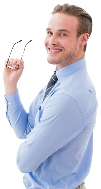 Smiling Businessman Holding Glasses with Transparent Background - Download Free Stock Videos Pikwizard.com