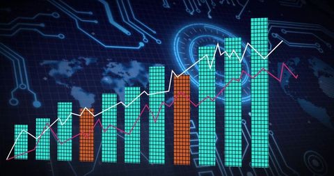 Data analytics concept with financial growth chart in digital interface