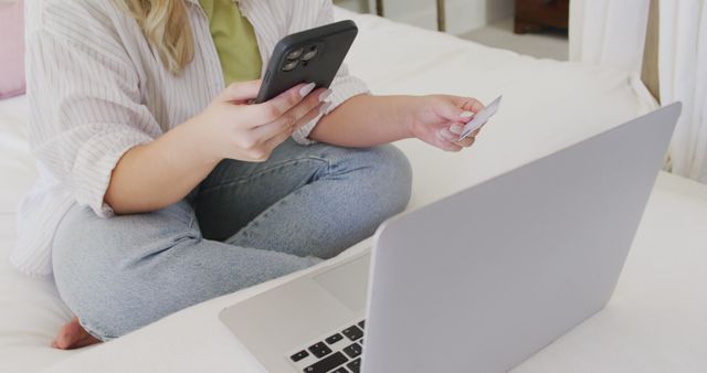 Woman Shopping Online with Laptop, Smartphone and Credit Card - Download Free Stock Images Pikwizard.com