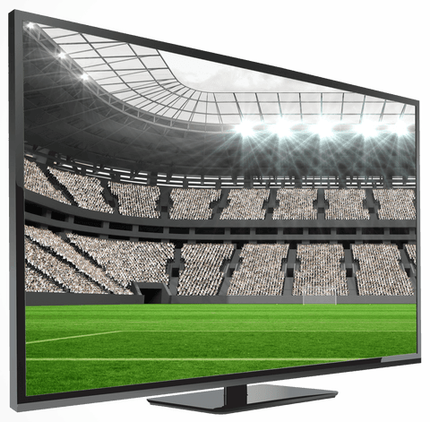 Vector png of football stadium on tv screen with transparent background