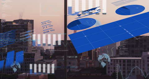 Digital Overlay of Data and Charts for Global Shipping Concept