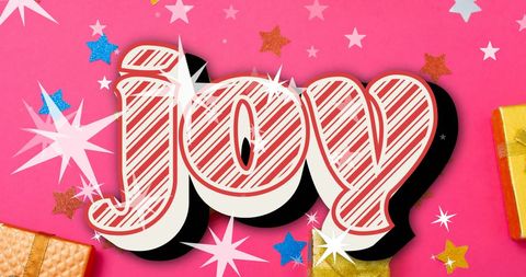 Joyful Holiday Decorations and Gift Boxes on Festive Backdrop