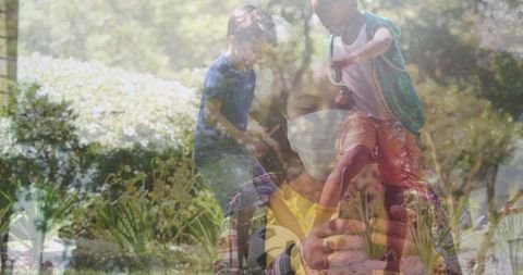 Child learns via smartphone with teacher guidance in classroom