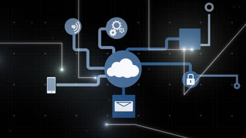 Digital Networking Technology Background with Cloud Interface