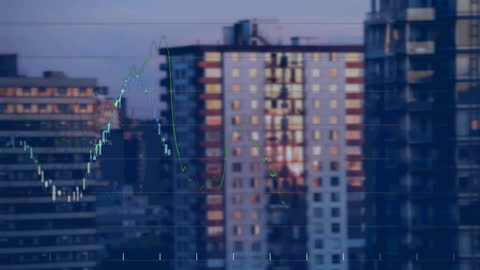 Cityscape Merging with Stock Market Graph Animation