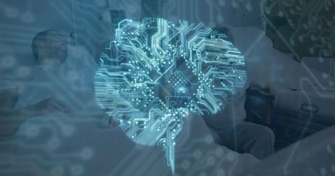 Digital Brain Overlay on Hospital Patients Illustrating Medical Technology - Download Free Stock Images Pikwizard.com