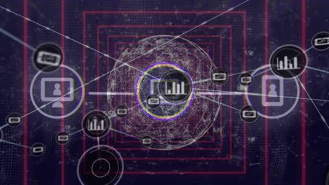 Abstract Animation Representing Data Processing and Global Connectivity
