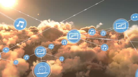 Digital Cloud Network Connections over Serene Sky