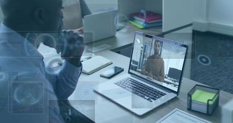 Remote Meeting in Modern Office with Advanced Technology