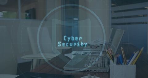 Modern Office with Cybersecurity Hologram Emphasizing Digital Security - Download Free Stock Images Pikwizard.com