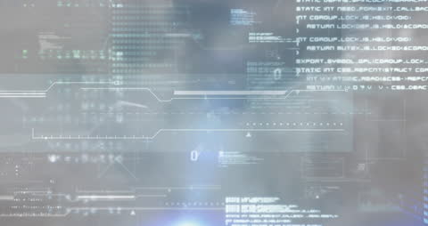 Futuristic Data Interface Overlays in Server Room Environment