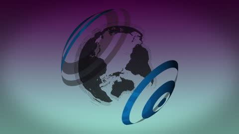 Abstract Animated Globe with a Vivid Purple Horizon