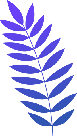 Vibrant Blue-Purple Leaf Illustration on Transparent Background