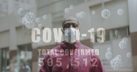 Covid-19 awareness digital overlay on urban scene