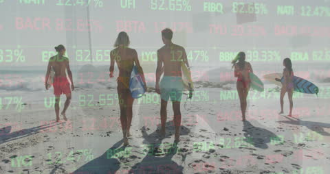 Surfing Freedom and Stock Market Data Fusion on Vibrant Beach Day