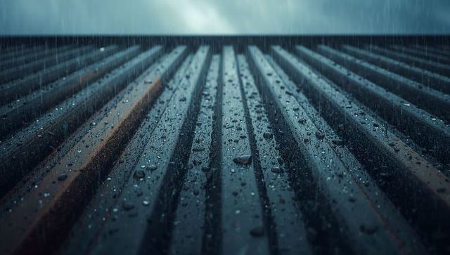 Rainfall on Urban Rooftop Creating Textured Patterns