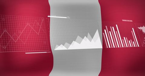 Digital Data Analytics with Overlay of Peru Flag Design