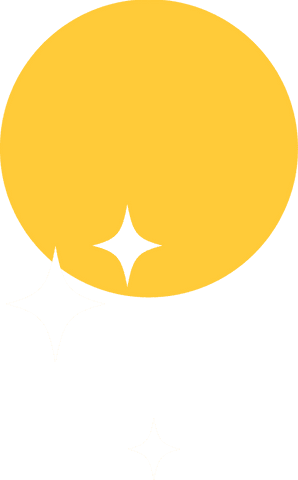 Glowing sun with sparkles on transparent background