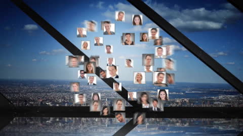 Digital Networking Concept Overlooks City Through Animation