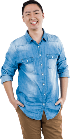 Confident Smiling Man in Denim Shirt on Transparent Background - Download Free Stock Videos Pikwizard.com