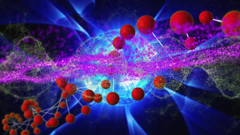 Abstract DNA Strand and Data Animation in Vivid Blue