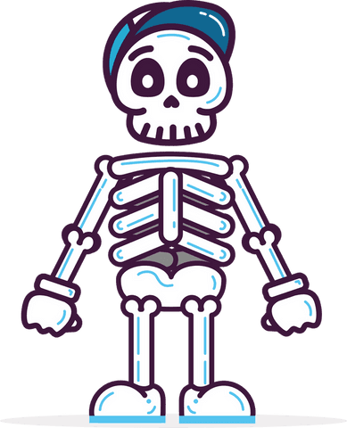 playful skeleton cartoon with blue cap transparent background - Download Free Stock Videos Pikwizard.com