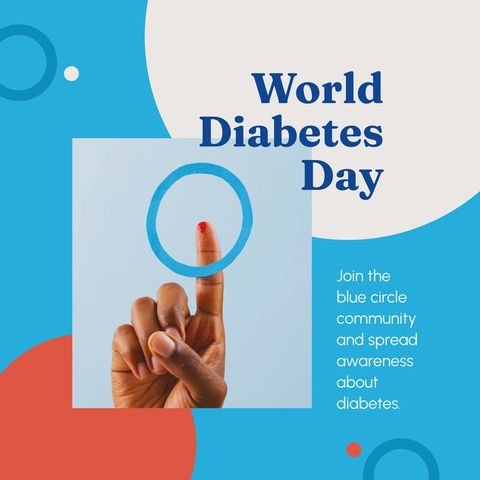 World Diabetes Day Awareness with Blue Circle and Healthcare Message - Download Free Stock Templates Pikwizard.com