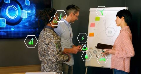 Team Collaboration on Carbon Reduction Strategy with AR Sustainability Analytics