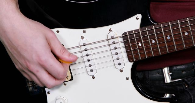 Close-Up of Musician Playing Electric Guitar - Download Free Stock Images Pikwizard.com