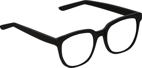 Transparent black framed spectacles emphasizing simplicity and elegance