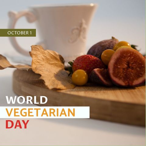 fruits and cup commemorating world vegetarian day - Download Free Stock Templates Pikwizard.com