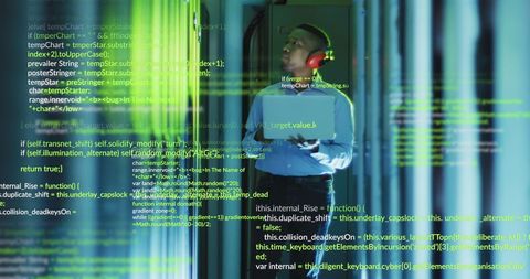 African American Engineer Analyzing Data Code in Modern Server Room - Download Free Stock Images Pikwizard.com