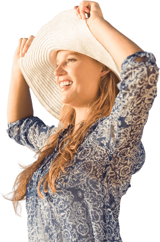 transparent smiling woman wearing sun hat on beach holiday - Download Free Stock Videos Pikwizard.com