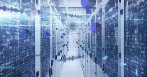 Digital Interface and Data Processing in Server Room Environment - Download Free Stock Images Pikwizard.com