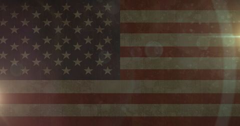 American Flag with Dramatic Light Flare Effect