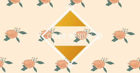 Cyber monday retro floral promotion with geometric banner