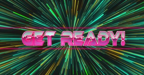 Get Ready Text with Dynamic Light Trails Background - Download Free Stock Images Pikwizard.com