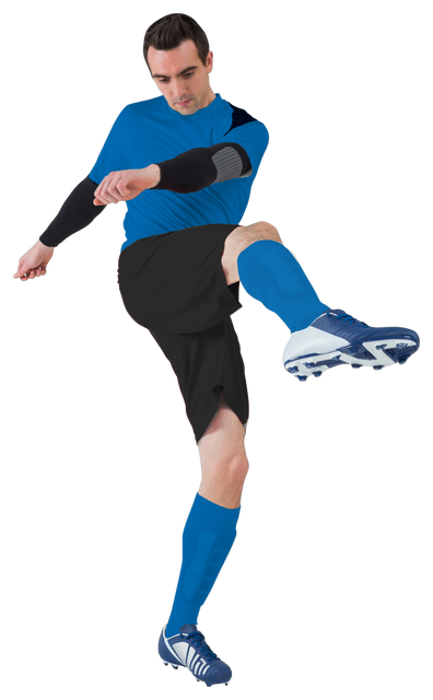 Transparent Football Player in Blue Kicking - Download Free Stock Videos Pikwizard.com