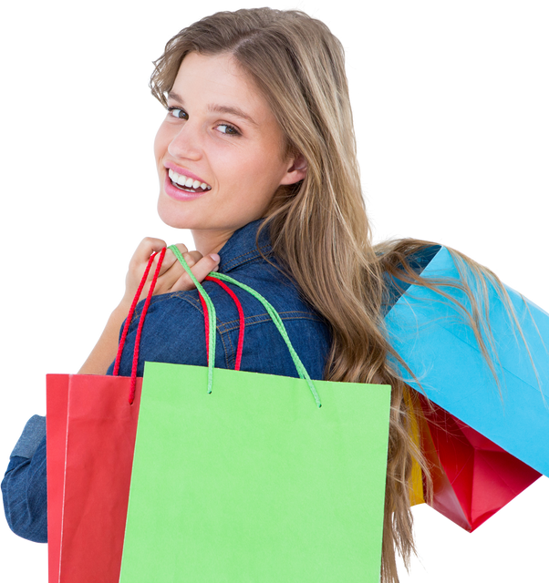 Smiling Woman Holding Colorful Shopping Bags Transparent Background - Download Free Stock Videos Pikwizard.com