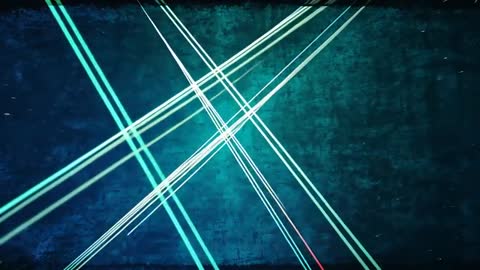 Neon Beams and Glowing Particles Over Vibrant Teal Background