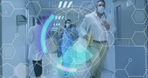 Medical Team with Masks in Hospital Amid COVID-19 Pandemic