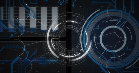 Futuristic Data Interface with Tech Elements and Circular Scanner - Download Free Stock Images Pikwizard.com