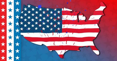 American Gratitude Celebration with Flag Map of USA